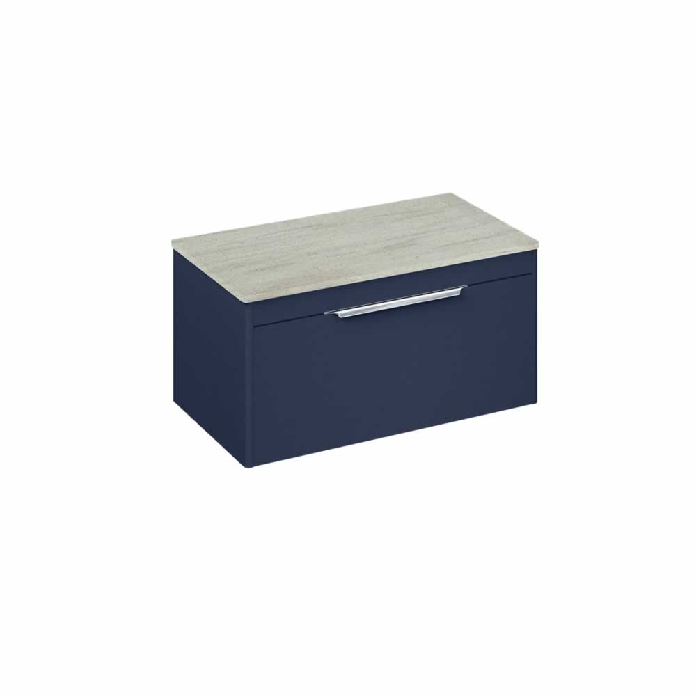 Shoreditch 85cm single drawer Matt Blue with Concrete Haze Worktop